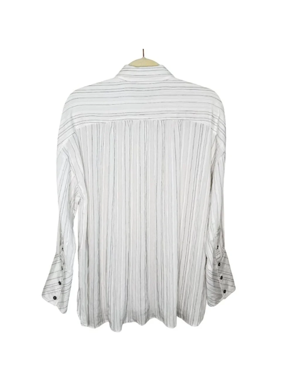 Hana San White Striped Button-Up Shirt, 38 - Picture 2 of 9